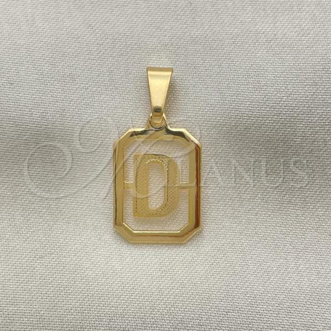 Oro Laminado Fancy Pendant, Gold Filled Style Initials Design, Polished, Golden Finish, 05.02.0069.4