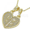 Oro Laminado Fancy Pendant, Gold Filled Style Heart Design, Polished, Golden Finish, 05.351.0107
