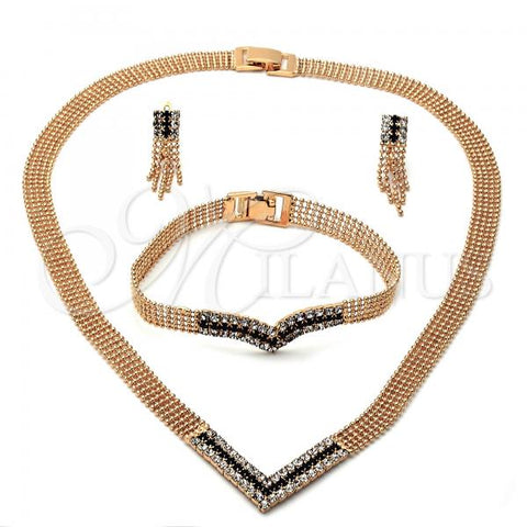 Oro Laminado Necklace, Bracelet and Earring, Gold Filled Style with  Cubic Zirconia, Golden Finish, 5.014.003
