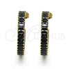 Oro Laminado Stud Earring, Gold Filled Style with Black Cubic Zirconia, Polished, Golden Finish, 02.64.0642.6