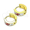 Stainless Steel Huggie Hoop, with Garnet and White Crystal, Polished, Golden Finish, 02.230.0073.3.12