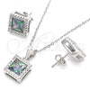 Sterling Silver Earring and Pendant Adult Set, with Vitrail Medium Cubic Zirconia and White Crystal, Polished, Rhodium Finish, 10.175.0073.5