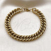 Stainless Steel Basic Bracelet, Miami Cuban Design, Polished, Golden Finish, 03.278.0019.1.09