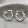 Sterling Silver Small Hoop, Heart Design, Polished, Silver Finish, 02.395.0004.20
