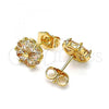 Oro Laminado Stud Earring, Gold Filled Style with Champagne Cubic Zirconia, Polished, Golden Finish, 02.310.0041.3