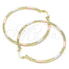 Oro Laminado Large Hoop, Gold Filled Style Diamond Cutting Finish, Tricolor, 02.213.0247.60