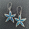 Sterling Silver Dangle Earring, Star Design, with Bermuda Blue Opal, Polished, Silver Finish, 02.391.0009