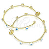 Oro Laminado Medium Hoop, Gold Filled Style Evil Eye Design, White Enamel Finish, Golden Finish, 02.213.0219.1.40