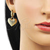 Oro Laminado Dangle Earring, Gold Filled Style Chunky and Hollow Design, Polished, Golden Finish, 02.341.0217