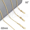 Oro Laminado Basic Necklace, Gold Filled Style Rolo Design, Polished, Golden Finish, 5.223.022.16