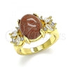 Oro Laminado Multi Stone Ring, Gold Filled Style with Brown and White Cubic Zirconia, Polished, Golden Finish, 01.210.0131.06