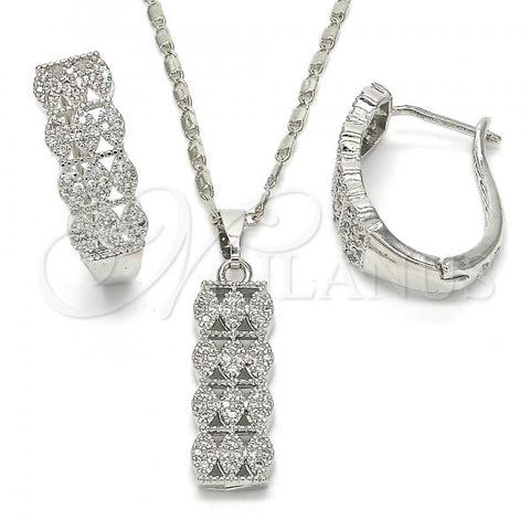 Rhodium Plated Earring and Pendant Adult Set, with White Cubic Zirconia, Polished, Rhodium Finish, 10.217.0011