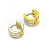 Stainless Steel Huggie Hoop, with White Crystal, Polished, Golden Finish, 02.230.0050.3.10