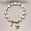 Oro Laminado Fancy Bracelet, Gold Filled Style Star Design, with Ivory Pearl, Polished, Golden Finish, 03.341.0256.07