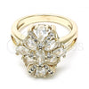 Oro Laminado Multi Stone Ring, Gold Filled Style with White Cubic Zirconia, Polished, Golden Finish, 01.210.0099.08 (Size 8)