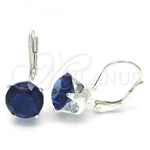 Sterling Silver Leverback Earring, with Sapphire Blue Cubic Zirconia, Polished,, 02.63.2622.2