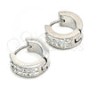 Stainless Steel Huggie Hoop, with White Crystal, Polished, Steel Finish, 02.230.0069.12
