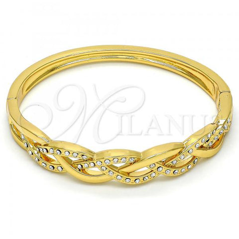 Gold Tone Individual Bangle, with White Crystal, Polished, Golden Finish, 07.252.0020.05.GT (05 MM Thickness, Size 5 - 2.50 Diameter)