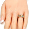 Oro Laminado Set Bangle, Gold Filled Style Diamond Cutting Finish, Two Tone, 13.99.0002.05.07 (09 MM Thickness, Size 7)