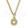 Oro Laminado Fancy Pendant, Gold Filled Style Initials Design, with White Micro Pave, Polished, Golden Finish, 05.341.0040