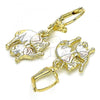 Oro Laminado Dangle Earring, Gold Filled Style Elephant Design, Polished, Tricolor, 02.351.0091