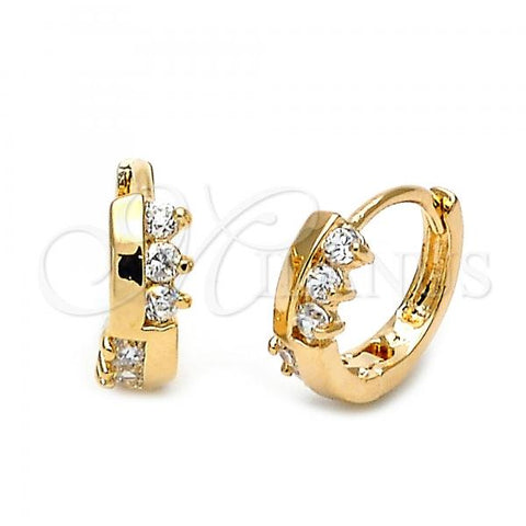 Oro Laminado Huggie Hoop, Gold Filled Style with White Cubic Zirconia, Polished, Golden Finish, 5.132.015