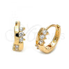 Oro Laminado Huggie Hoop, Gold Filled Style with White Cubic Zirconia, Polished, Golden Finish, 5.132.015
