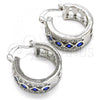 Rhodium Plated Small Hoop, with Sapphire Blue and White Cubic Zirconia, Polished, Rhodium Finish, 02.210.0284.7.20