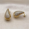 Oro Laminado Stud Earring, Gold Filled Style Teardrop Design, with White Cubic Zirconia, Polished, Golden Finish, 02.282.0029