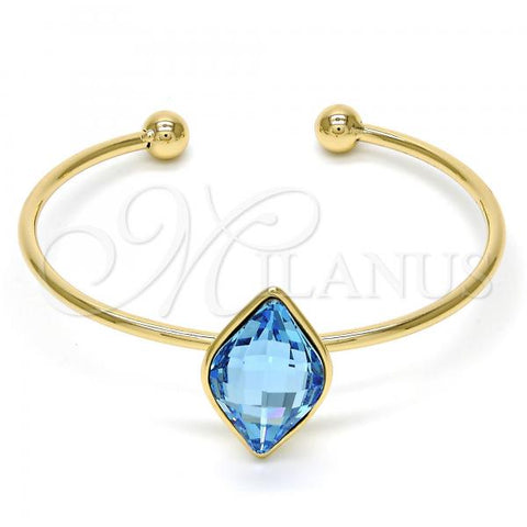 Oro Laminado Individual Bangle, Gold Filled Style with Light Turquoise Swarovski Crystals, Polished, Golden Finish, 07.239.0006.10 (02 MM Thickness, One size fits all)