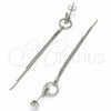 Sterling Silver Long Earring, with White Micro Pave, Polished, Rhodium Finish, 02.285.0103