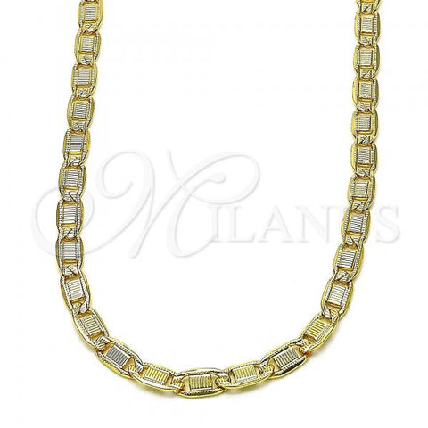 Oro Laminado Basic Necklace, Gold Filled Style Mariner Design, Diamond Cutting Finish, Golden Finish, 04.319.0007.1.24