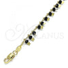 Oro Laminado Charm Anklet , Gold Filled Style Star Design, with Black Crystal, Polished, Golden Finish, 03.169.0007.1.10