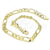 Oro Laminado Basic Anklet, Gold Filled Style Figaro Design, Polished, Golden Finish, 04.63.1412.10