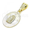 Oro Laminado Religious Pendant, Gold Filled Style Guadalupe Design, Diamond Cutting Finish, Tricolor, 05.351.0196