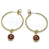 Oro Laminado Medium Hoop, Gold Filled Style Evil Eye Design, Red Resin Finish, Golden Finish, 02.63.2743.1.30