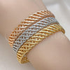 Oro Laminado Trio Bangle, Gold Filled Style Diamond Cutting Finish, Tricolor, 07.170.0035