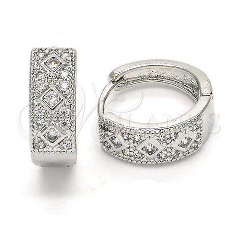 Rhodium Plated Huggie Hoop, with White Cubic Zirconia, Polished, Rhodium Finish, 02.210.0056.2.15