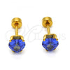 Stainless Steel Stud Earring, Heart Design, with Tanzanite Cubic Zirconia, Polished, Golden Finish, 02.271.0009.8