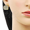 Oro Laminado Stud Earring, Gold Filled Style Chunky Design, Polished, Golden Finish, 02.213.0561