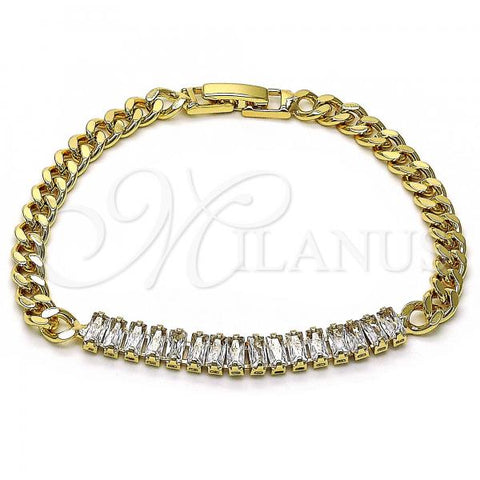 Oro Laminado Fancy Bracelet, Gold Filled Style with White Cubic Zirconia, Polished, Golden Finish, 03.283.0093.07