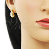 Oro Laminado Stud Earring, Gold Filled Style Teardrop Design, Diamond Cutting Finish, Golden Finish, 02.342.0326