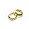 Oro Laminado Huggie Hoop, Gold Filled Style with Green Micro Pave, Polished, Golden Finish, 02.195.0111.5.10