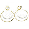 Oro Laminado Long Earring, Gold Filled Style White Resin Finish, Golden Finish, 02.268.0076