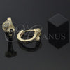 Oro Laminado Huggie Hoop, Gold Filled Style Heart Design, with White Cubic Zirconia, Polished, Golden Finish, 02.165.0039