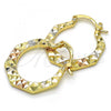 Oro Laminado Small Hoop, Gold Filled Style Diamond Cutting Finish, Tricolor, 02.102.0046.25