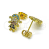 Oro Laminado Stud Earring, Gold Filled Style Little Girl Design, with Multicolor Micro Pave, Polished, Golden Finish, 02.341.0033