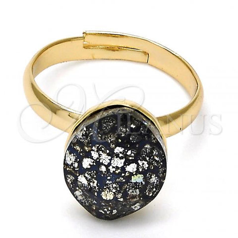 Oro Laminado Multi Stone Ring, Gold Filled Style with Crystal Black Patina Swarovski Crystals, Polished, Golden Finish, 01.239.0008.8 (One size fits all)