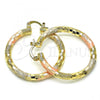 Oro Laminado Medium Hoop, Gold Filled Style Diamond Cutting Finish, Tricolor, 02.170.0125.1.40