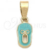 Oro Laminado Fancy Pendant, Gold Filled Style Shoes Design, Blue Enamel Finish, Golden Finish, 05.163.0058.3
